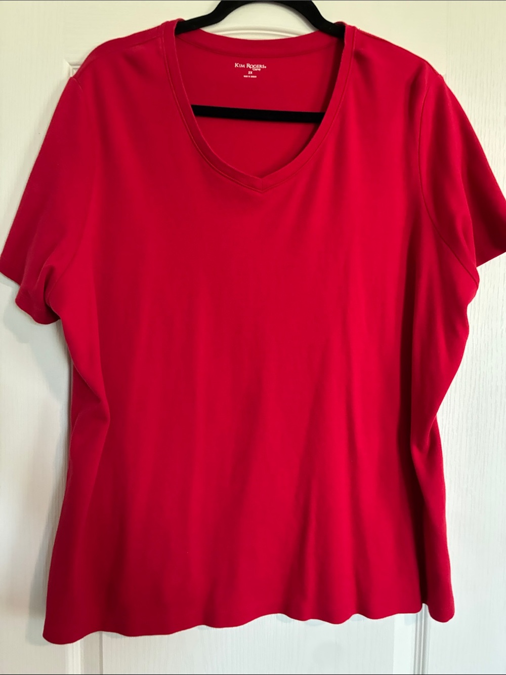 Kim Rogers Bright Red V-Neck Short Sleeve Tee